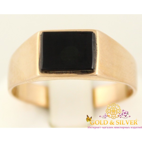Gold & SilverЗолотое кольцо 585 проба. Мужское кольцо с красного золота, с черной эмалью. 5,48 грамма. pc003i